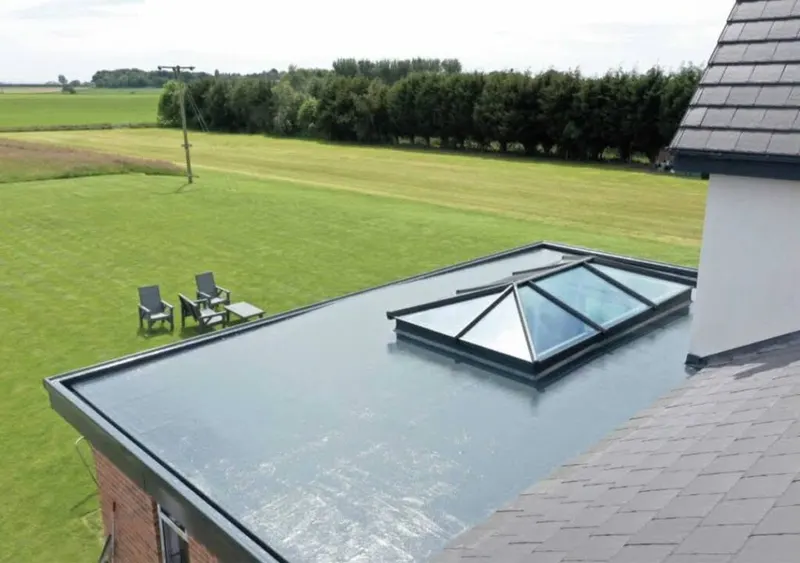 GRP flat roof with roof lantern